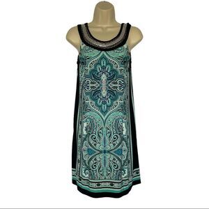 Established 1962 Women’s blue patterned dress Size 4 Petite